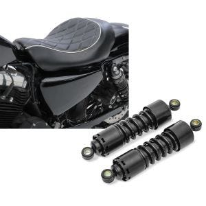 Set: Solo Sitz für Harley Sportster 883 Iron 09-20 Craftride SR4 Sitzbank + Stoßdämpfer 11 Zoll Harley Sportster 883 Iron Federbeine von Craftride schwarz_1
