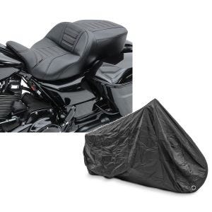 Set: Sitzbank für Harley Street Glide Special 15-21 Craftride TG3 in schwarz + Abdeckplane Harley Street Glide / Special Craftride XXXL schwarz_1