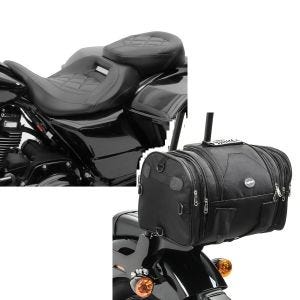 Set: Sitzbank für Harley CVO Street Glide 11-21 Craftride RH3 schwarz + Hecktasche für Harley CVO Street Glide Gepäckrolle Craftride RB1 24-30Ltr_1