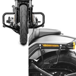 Set: Motorrad Sturzbügel Craftride Mustache Harley Davidson Softail 18-21 in schwarz + Satteltaschenhalter für Harley Davidson Fat Bob / 114 18-21 Abstandshalter re-li Craftride_1
