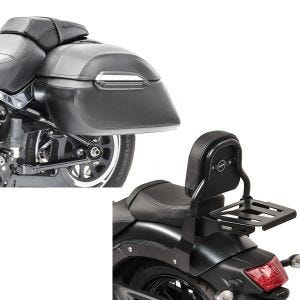 Set: Seitenkoffer Set Kawasaki Vulcan S / Café Craftride K3 33Ltr in schwarz + Sissy Bar XS3 für Kawasaki Vulcan S / Café 15-20 mit Gepäckträger schwarz Craftride_1