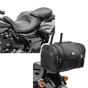 Set: Sitzbank für Harley CVO Street Glide 11-21 Komfortsitzbank Craftride CV schwarz + Hecktasche für Harley CVO Street Glide Gepäckrolle Craftride RB1 24-30Ltr_1