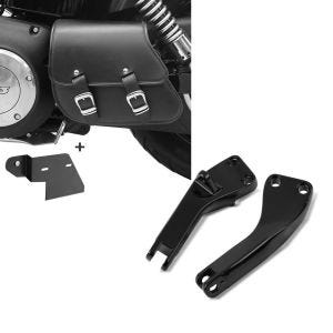 Set: Schwingentasche + Halter für Harley Dyna Street Bob 06-17 Craftride + Sozius Fussrasten-Halter für Harley-Davidson Dyna Street Bob 06-17 schwarz Craftride_1