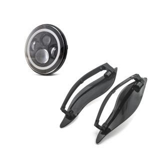 Set: LED Scheinwerfer 7" für Harley Davidson Street Glide / Special DRL Craftride schwarz + Seitlicher Windabweiser für Harley Street Glide Special 15-21 schwarz Craftride_1