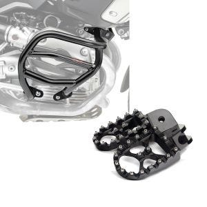 Set: Sturzbügel XL für BMW R 1200 GS 04-12 Motoguard Schutzbügel + Fußrasten für BMW R 1200 GS Xdure FF6 Aluminium 57mm schwarz_1