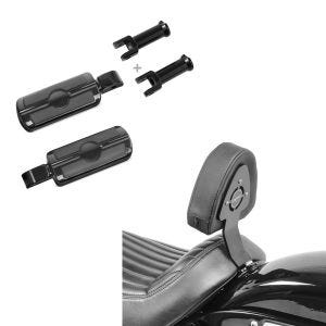 Set: Sozius Fussrasten Set für Harley Softail Street Bob 18-21 Craftride SF6 schwarz + Fahrer Sissybar für Harley Davidson Softail Street Bob 18-21 Fahrer Rückenlehne Craftride_1