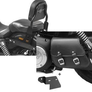 Set: Sissy Bar CSS Fix für Harley Dyna Street Bob 09-17 schwarz Craftride + Schwingentasche + Halter für Harley Dyna Street Bob 06-17 Craftride_1