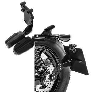 Set: Sozius Fußrasten für Harley Sportster 883 Iron 14-20 Craftride mit Halter in schwarz + Seitlicher Kennzeichenhalter für Harley Sportster 883 Iron 09-20 Craftride schwarz_1