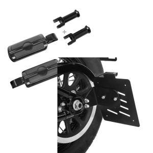 Set: Sozius Fussrasten Set für Harley Softail Street Bob 18-21 Craftride SF6 schwarz + Seitlicher Kennzeichenhalter für Harley Davidson Softail 18-21 Craftride schwarz_1