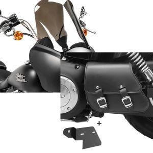 Set: Lampenmaske MG5 für Harley Dyna Street Bob 06-17 Lampen Verkleidung schwarz matt-rauchgrau Craftride + Schwingentasche + Halter für Harley Dyna Street Bob 06-17 Craftride_1