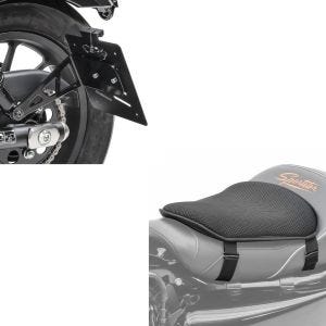 Set: Kennzeichenhalter seitlich L für Honda Rebel 500 17-21 schwarz Craftride + Gel Sitzkissen Honda Rebel 500 Komfortkissen M Tourtecs schwarz_1
