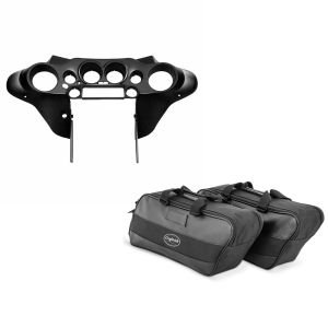 Set: Innenverkleidung Batwing für Harley Street Glide 06-13 schwarz glänzend Craftride + Innentasche Seitenkoffer für Harley Street Glide 06-21 Craftride 19Ltr schwarz_1