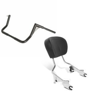 Set: Lenker Ape Hanger 14" für Harley Street Glide 06-21 schwarz Craftride + Sissybar Harley Street Glide 09-19 Craftride Fast Driver-M chrom_1
