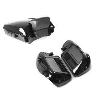 Set: Topcase für Harley Street Glide 14-21 Craftride Razor GB2 schwarz + Beinschild für Harley Davidson Street Glide 14-21 Craftride belüftet schwarz_1