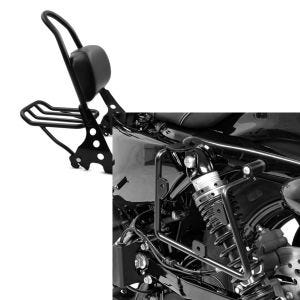Set: Sissybar Harley Davidson Sportster 883 Iron 09-20 Craftride Fast Rider-M inkl. Gepäckträger schwarz + Satteltaschenhalter für Harley Sportster 883 Iron 16-20 links Craftride_1