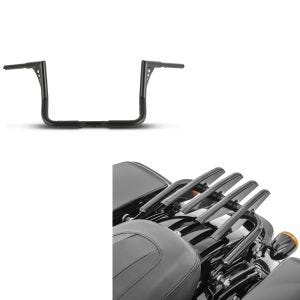 Set: Lenker Ape Hanger 12" für Harley Street Glide 06-21 schwarz Craftride + Gepäckträger Abnehmbar für Harley Davidson Street Glide 09-21 schwarz Craftride_1