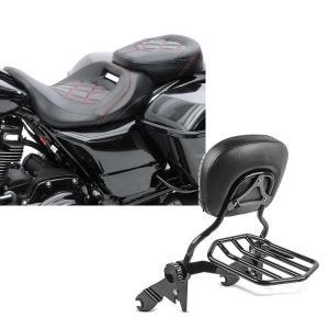 Set: Sitzbank für Harley Street Glide 09-21 Craftride RH3 schwarz-rot + Sissybar Harley Street Glide (FLHX) 09-21 Craftride Fast Driver-L Flex inkl. Gepäckträger schwarz_1