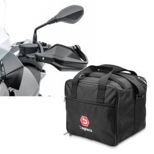 Set: Handprotektoren für BMW R 1200 GS 13-18 Handschutz Motoguard schwarz + Innentasche Aluminium Topcase für BMW R 1250 GS / 1200 GS /Adventure 04-21 Alukoffer Bagtecs MT1_1