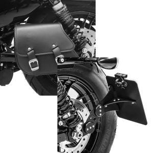Set: Schwingentasche + Halter für Harley Sportster 883 Iron 09-20 Craftride + Seitlicher Kennzeichenhalter für Harley Sportster 883 Iron 09-20 Craftride schwarz_1