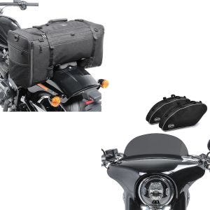 Set: Set SL3 Motorrad Windschutz M + Koffer Innentasche Craftride für Harley Davidson Sport Glide 18-21 + Hecktasche für Harley Softail / Sport Glide SQ1 Craftride 52l schwarz_1