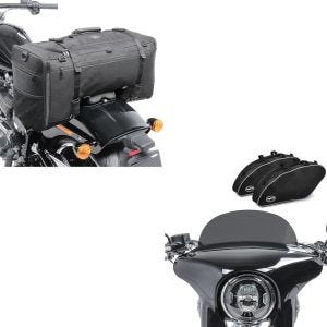 Set: Set SL2 Motorrad Windschutz M + Koffer Innentasche Craftride für Harley Davidson Sport Glide 18-21 + Hecktasche für Harley Softail / Sport Glide SQ1 Craftride 52l schwarz_1