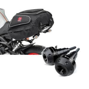 Set: Hecktasche Yamaha MT-07 Gepäcktasche hinten Bagtecs X50 50Ltr schwarz + Sturzpads für Yamaha MT-07 / Tracer 700 13-19 Crashpads Motoguard SC2 schwarz_1