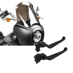 Set: Frontverkleidung für Harley Dyna Street Bob 06-17 Craftride MG5 mit Scheibe schwarz-matt rauchgrau + Bremshebel und Kupplungshebel-Set Grip für Harley Davidson Dyna Street Bob 06-17 schwarz Craftride_1