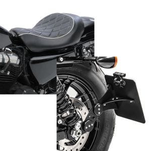 Set: Solo Sitz für Harley Sportster 883 Iron 09-20 Craftride SR4 Sitzbank + Seitlicher Kennzeichenhalter für Harley Sportster 883 Iron 09-20 Craftride schwarz_1