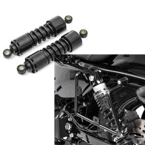 Set: Stoßdämpfer 11 Zoll Harley Sportster 883 Iron Federbeine von Craftride schwarz + Satteltaschenhalter für Harley Sportster 883 Iron 16-20 links Craftride_1