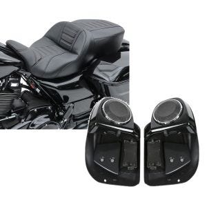 Set: Sitzbank für Harley Street Glide Special 15-21 Craftride TG3 in schwarz + Beinschild für Harley Davidson Street Glide Special 15-21 Craftride mit Lautsprecher schwarz_1