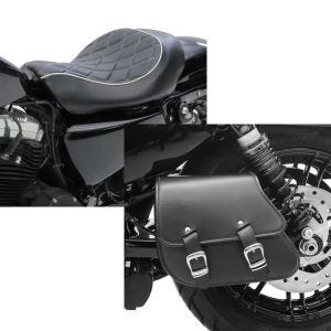 Set: Solo Sitz für Harley Sportster Forty-Eight 48 10-20 Craftride SR4 Sitzbank + Schwingentasche + Halter für Harley Sportster Forty-Eight 48 10-20 Craftride_1