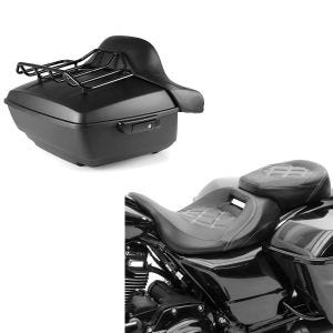 Set: Topcase King OLM für Harley Street Glide Special 15-21 Craftride + Sitzbank für Harley Street Glide Special 15-21 Craftride RH3 schwarz-rot_1