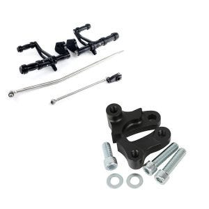 Set: Vorverlegte Fußrastenanlage für Harley Dyna Street Bob 06-17 Craftride schwarz + Tieferlegungskit 1,75" Zoll für Harley Dyna Street Bob 06-17 Tieferlegung Craftride_1