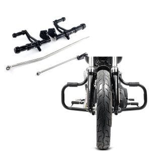 Set: Vorverlegte Fußrastenanlage für Harley Dyna Street Bob 06-17 Craftride schwarz + Sturzbügel für Harley Davidson Dyna Street Bob 06-17 Craftride Mustache schwarz_1