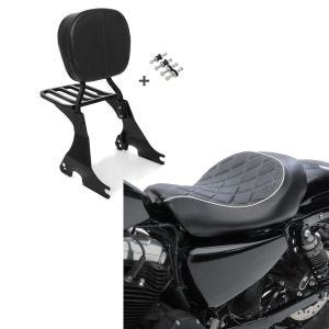 Set: Sissybar für Harley Davidson Sportster Forty-Eight 48 10-20 Craftride inkl. Gepäckträger und Docking Kit schwarz + Solo Sitz für Harley Sportster Forty-Eight 48 10-20 Craftride SR4 Sitzbank_1