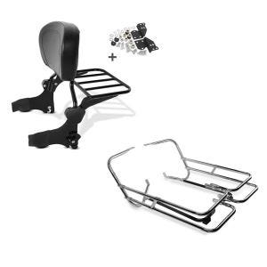Set: Sissy Bar + Gepäckträger + Docking-Kit für Harley-Davidson Street Glide 06-08 schwarz Craftride + Kofferträger Twin Rail für Harley Touring 97-08 mit Schutzbügel Craftride_1