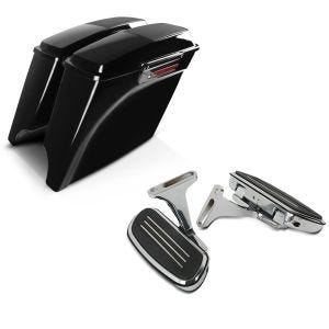 Set: Seitenkoffer Stretched für Harley Street Glide (FLHX) 06-13 Lautsprecher Latch Black Craftride + Beifahrer Trittbretter + Halter CF2S für Harley Street Glide 06-21 Craftride_1