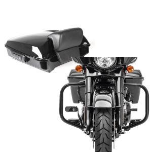 Set: Topcase für Harley Street Glide 14-21 Craftride Razor GB2 schwarz + Sturzbügel für Harley Davidson Street Glide 09-21 Craftride TR2 schwarz_1