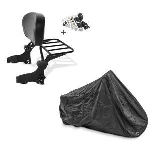 Set: Sissy Bar + Gepäckträger + Docking-Kit für Harley-Davidson Street Glide 06-08 schwarz Craftride + Abdeckplane Harley Street Glide / Special Craftride XXXL schwarz_1