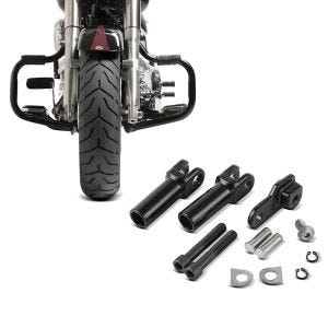 Set: Sturzbügel für Harley Davidson Softail Slim 2012-2117 Craftride Mustache schwarz + Sozius Fussrasten-Halter für Harley Davidson Softail Slim 12-17 Craftride schwarz_1
