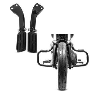 Set: Sozius Fussrasten Set mit Halter für Harley Dyna Street Bob 06-17 BL1 schwarz Craftride + Sturzbügel für Harley Davidson Dyna Street Bob 06-17 Craftride Mustache schwarz_1
