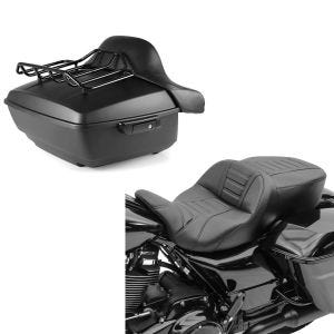 Set: Topcase King OLM für Harley Street Glide Special 15-21 Craftride + Sitzbank für Harley Street Glide Special 15-21 Craftride TG3 in schwarz_1