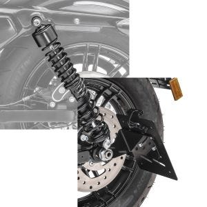 Set: Stoßdämpfer 11,9 Zoll Harley Davidson Sportster 883 Iron 09-20 Craftride schwarz + Kennzeichenhalter seitlich S für Harley Sportster 883 Iron 19-20 schwarz Craftride_1