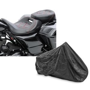 Set: Sitzbank für Harley Street Glide 09-21 Craftride RH3 schwarz-rot + Abdeckplane Harley Street Glide / Special Craftride XXXL schwarz_1