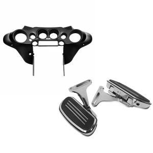 Set: Innenverkleidung Batwing für Harley Street Glide 06-13 schwarz glänzend Craftride + Beifahrer Trittbretter + Halter CF2S für Harley Street Glide 06-21 Craftride_1