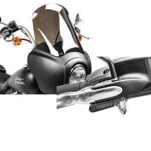 Set: Frontverkleidung für Harley Dyna Street Bob 06-17 Craftride MG5 mit Scheibe schwarz-matt rauchgrau + LED Lenkerblinker für Harley Davidson Dyna Street Bob Lumitecs Blinker M2 getönt_1