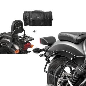Set: Sissybar XS3 + Hecktasche RB1 für Honda Rebel 500 17-21 mit Gepäckträger Craftride + Satteltaschenhalter für Honda Rebel 500 17-21 rechts Satteltaschen Abstandshalter Craftride_1