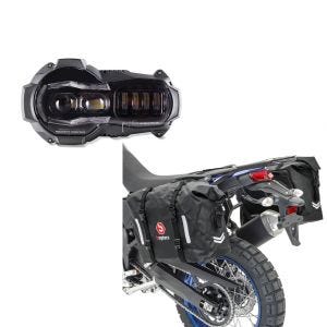 Set: LED Scheinwerfer für BMW R 1200 GS / Adventure 04-13 Hauptscheinwerfer mit ECE Lumitecs QL2 + Satteltaschen Wasserdicht für BMW R 1200 GS / Adventure Bagtecs WP8 2x30L Seitentaschen_1