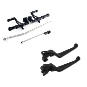 Set: Vorverlegte Fußrastenanlage für Harley Dyna Street Bob 06-17 Craftride schwarz + Bremshebel und Kupplungshebel-Set Grip für Harley Davidson Dyna Street Bob 06-17 schwarz Craftride_1