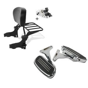 Set: Sissy Bar + Gepäckträger + Docking-Kit für Harley-Davidson Street Glide 06-08 schwarz Craftride + Beifahrer Trittbretter + Halter CF2S für Harley Street Glide 06-21 Craftride_1